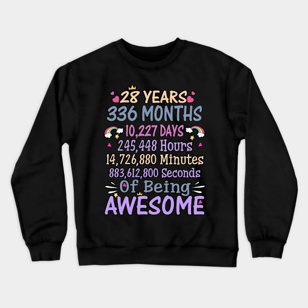 Birthday Gift 28 Years Old Being Awesome Crewneck Sweatshirt by CelineTootd